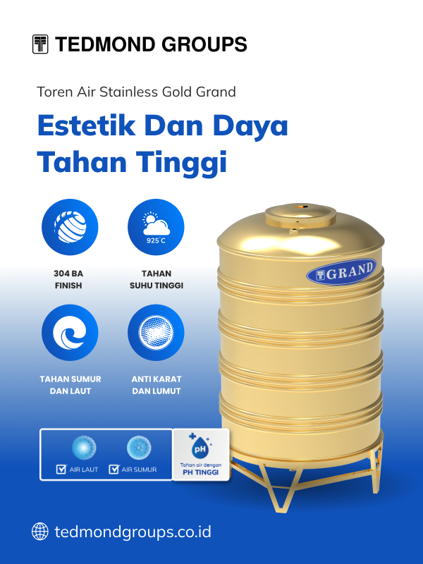 Toren air stainless gold grand, estetik dan daya tahan tinggi